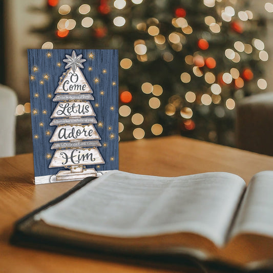 Special Finish Boxed Christmas Cards - O Come Let Us Adore Him -15 Cards and Envelopes