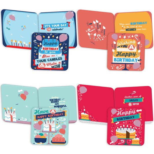 4 Birthday Wishes cards - Assorted Birthday Cards, Box of 20