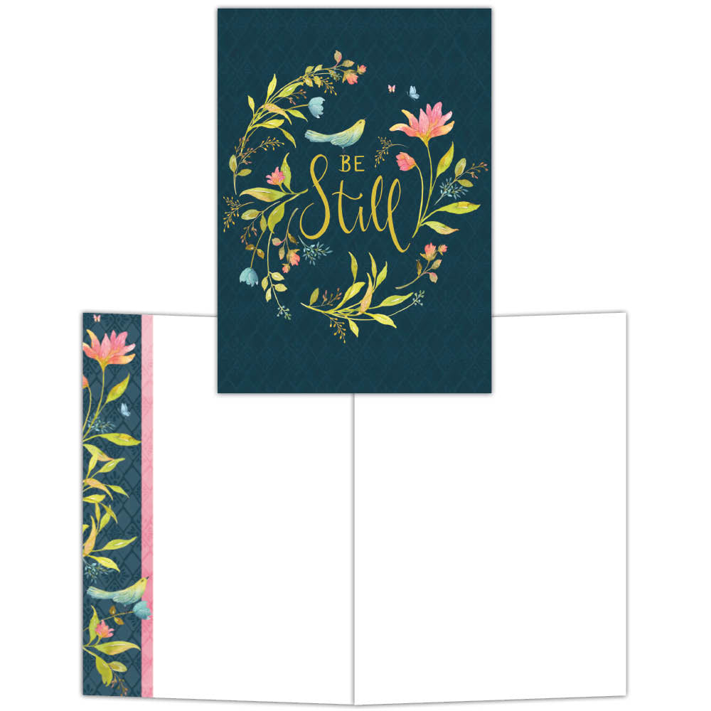 Be Still with Floral Wreath - Boxed Blank Note Cards -15 Cards