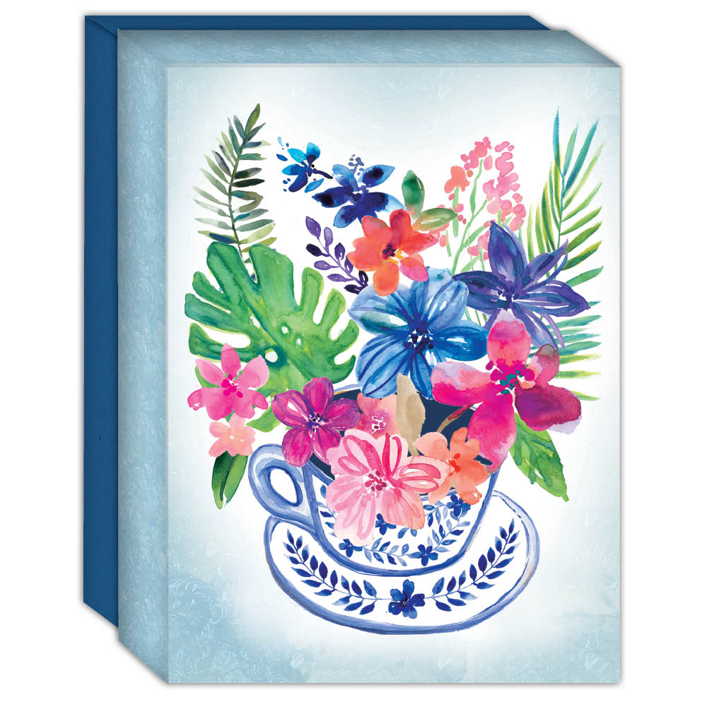 Teacup Florals III- Boxed Blank Note Cards -15 Cards & Envelopes