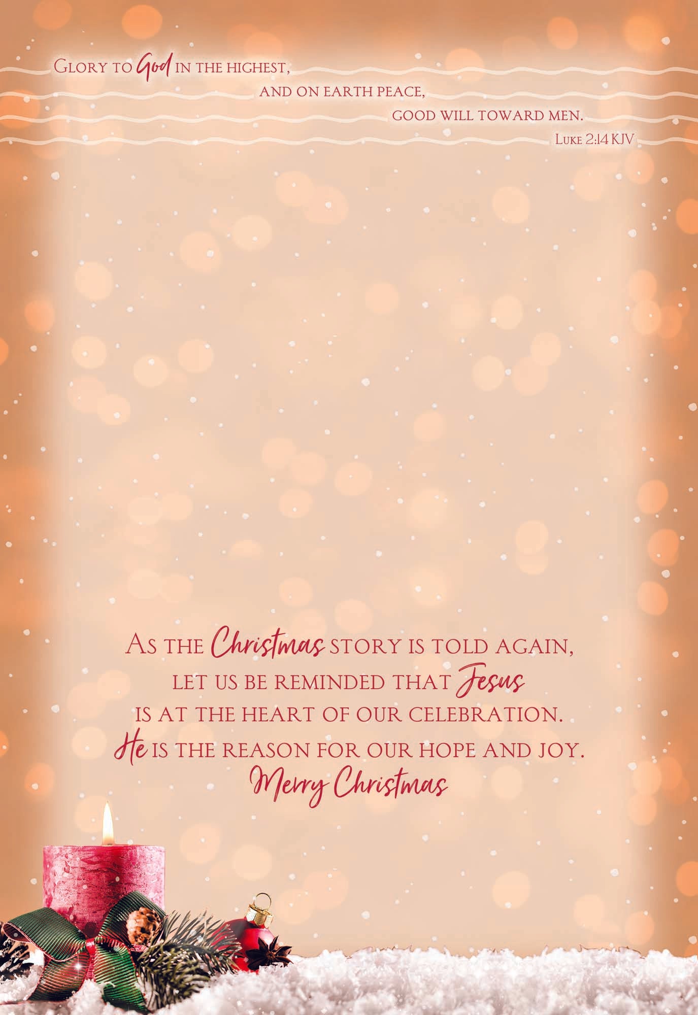 As the Christmas story is told again, let us be reminded that Jesus is at the heart of our celebration. He is the reason for our hope and joy. Merry Christmas.