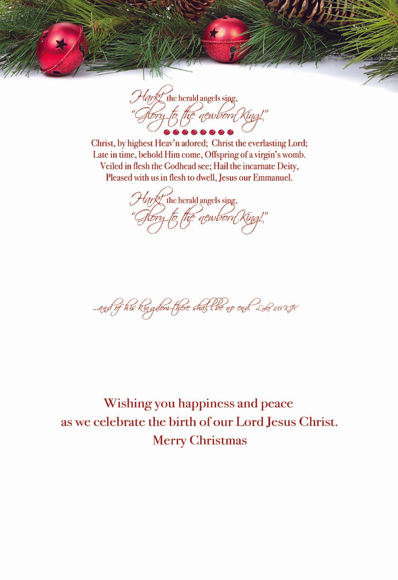 Wishing you happiness and peace as we celebrate the birth of our Lord Jesus Christ. Merry Christmas.
