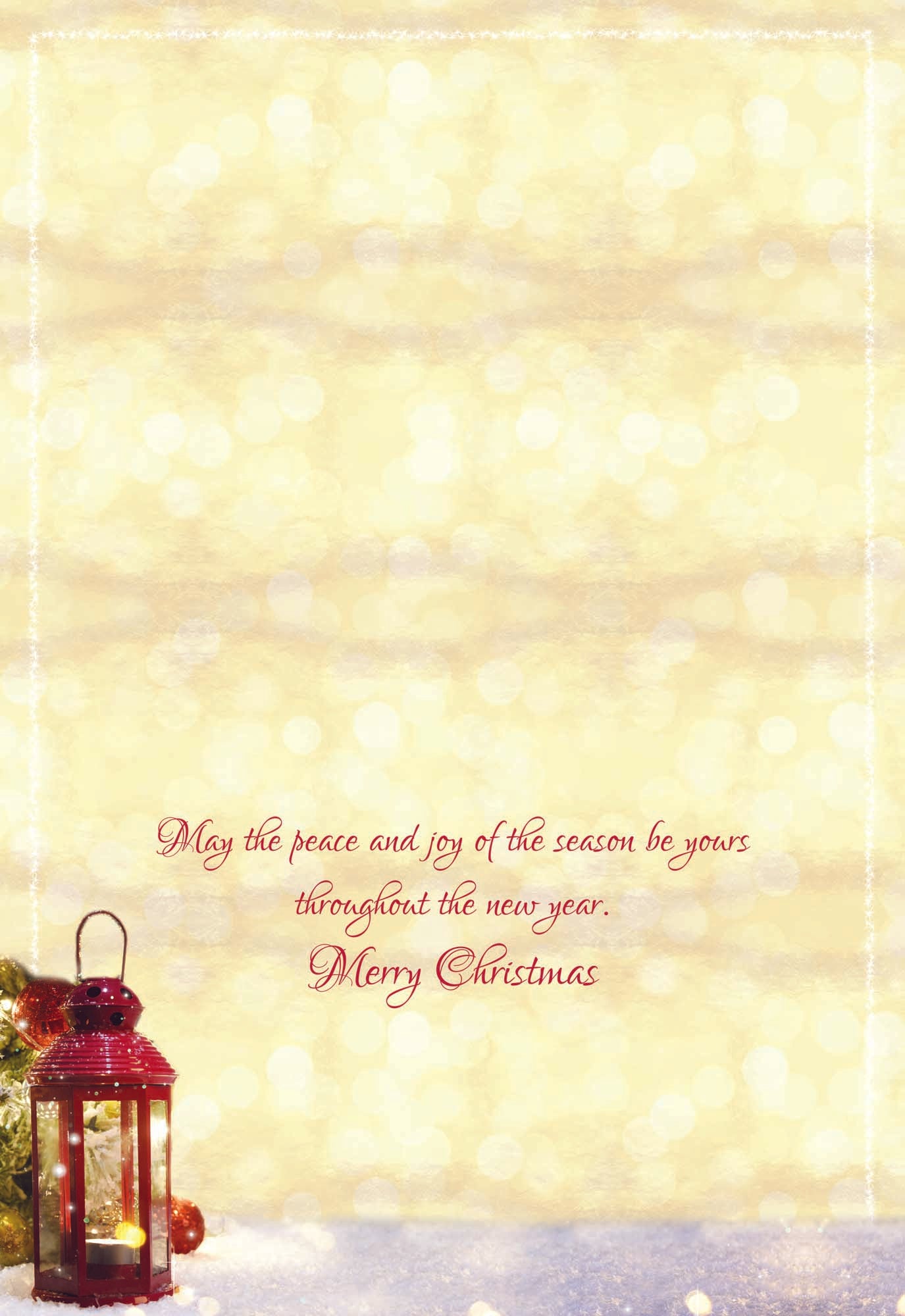 May the peace and joy of the season be yours throughout the new year.
Merry Chrismas