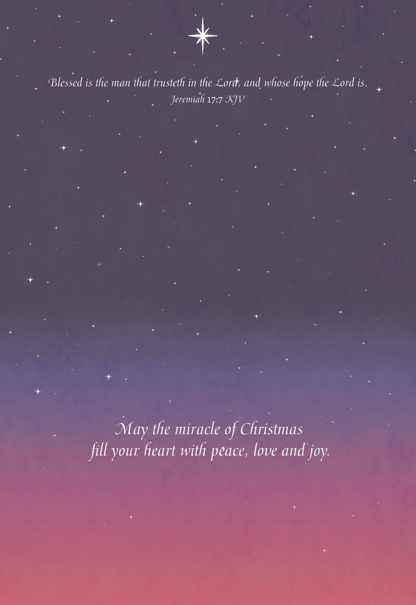 May the miracle of Christmas fill your heart with peace, love and joy.