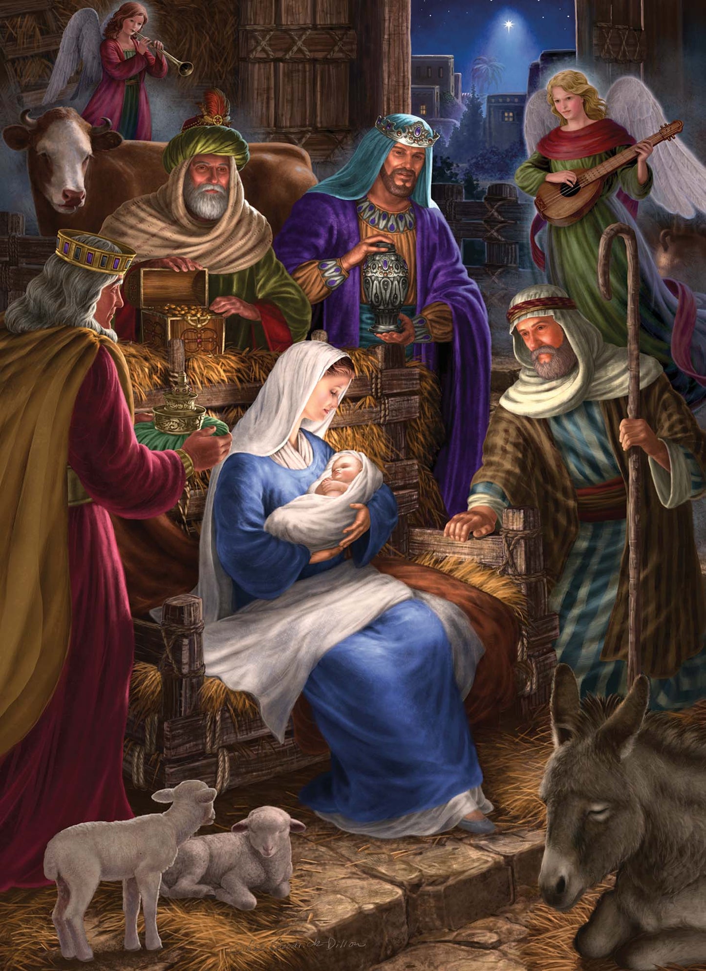 Religious Christmas Cards by Shared Blessings - Nativity - 12 Assorted Cards with KJV Scripture