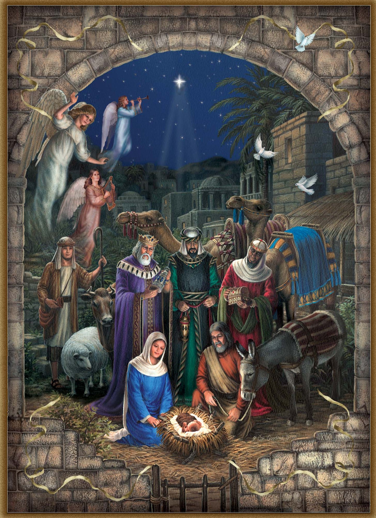 Religious Christmas Cards by Shared Blessings - Nativity - 12 Assorted Cards with KJV Scripture
