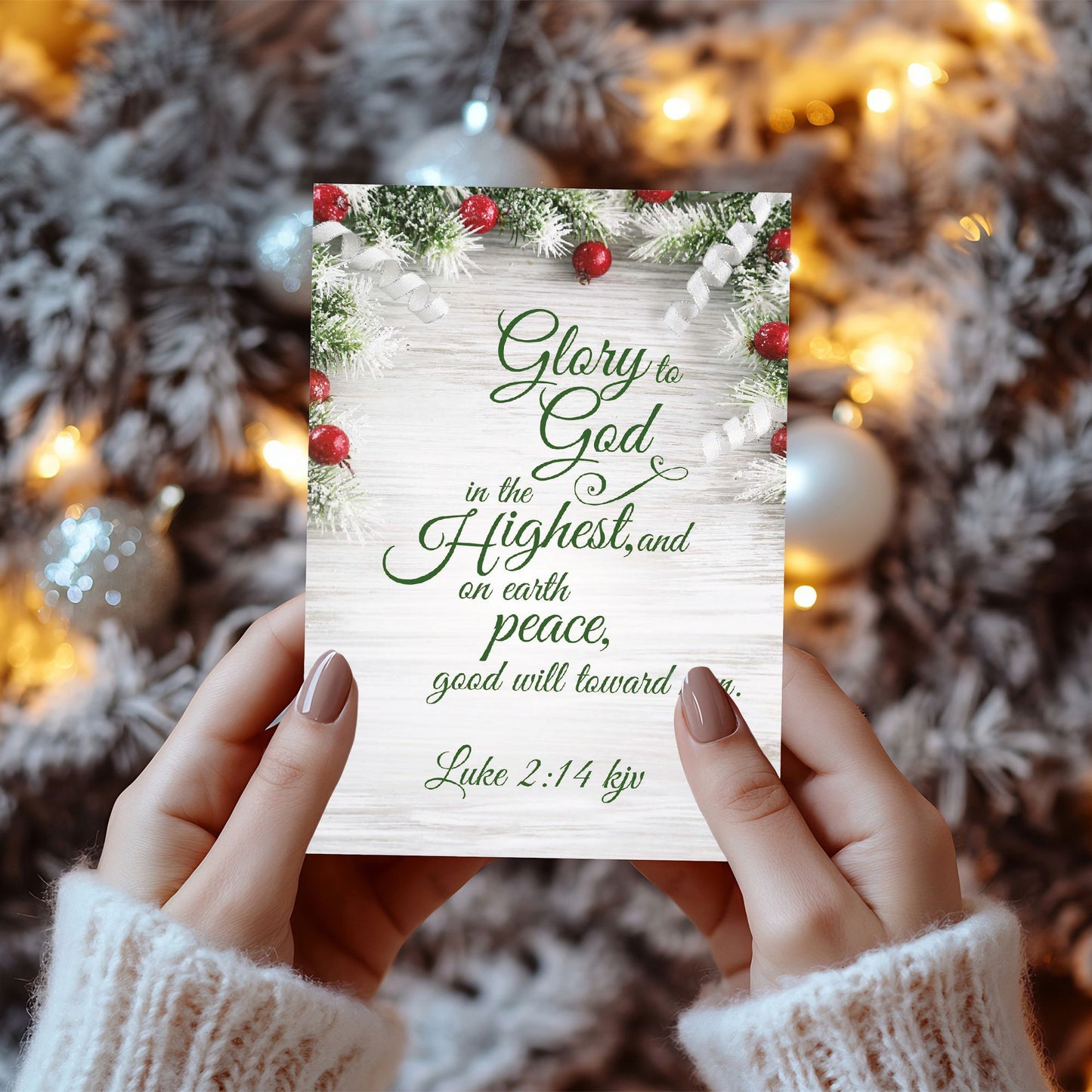 Religious Christmas Cards by Shared Blessings - Garland Christmas - 12 Assorted Cards with KJV Scripture