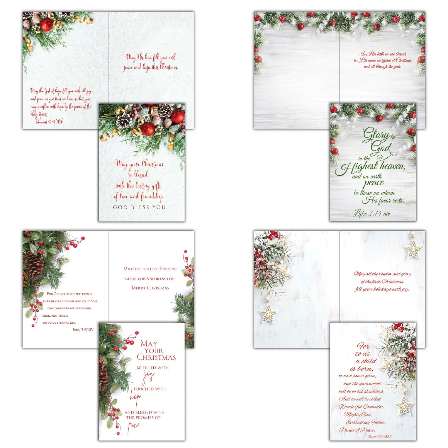 Four examples of Christmas Cards - Blessings