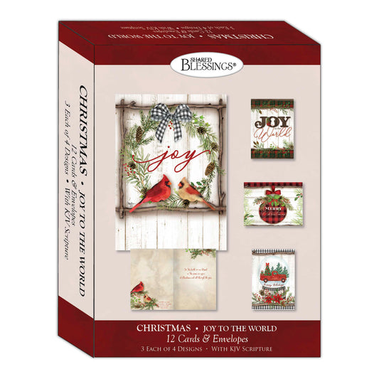 Christian Christmas Cards by Shared Blessings - Joy to the World, 12 Assorted Christmas Cards