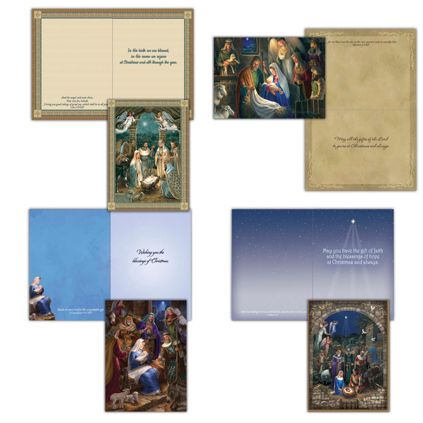 Religious Christmas Cards by Shared Blessings - Nativity - 12 Assorted Cards with KJV Scripture