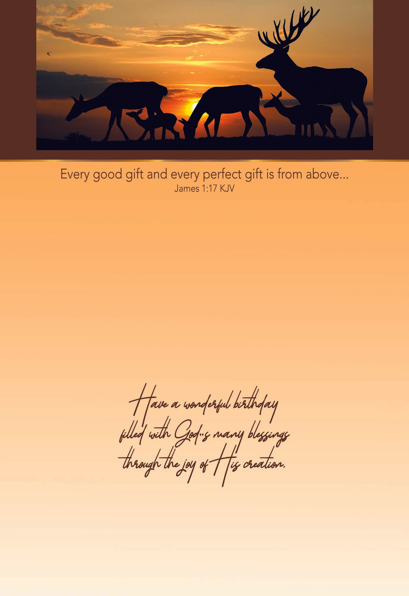 Birthday card wildlife "Every good gift and every perfect gift is from above...  Have a wonderful birthday filled with God, & many blessings through the joy of His creation."