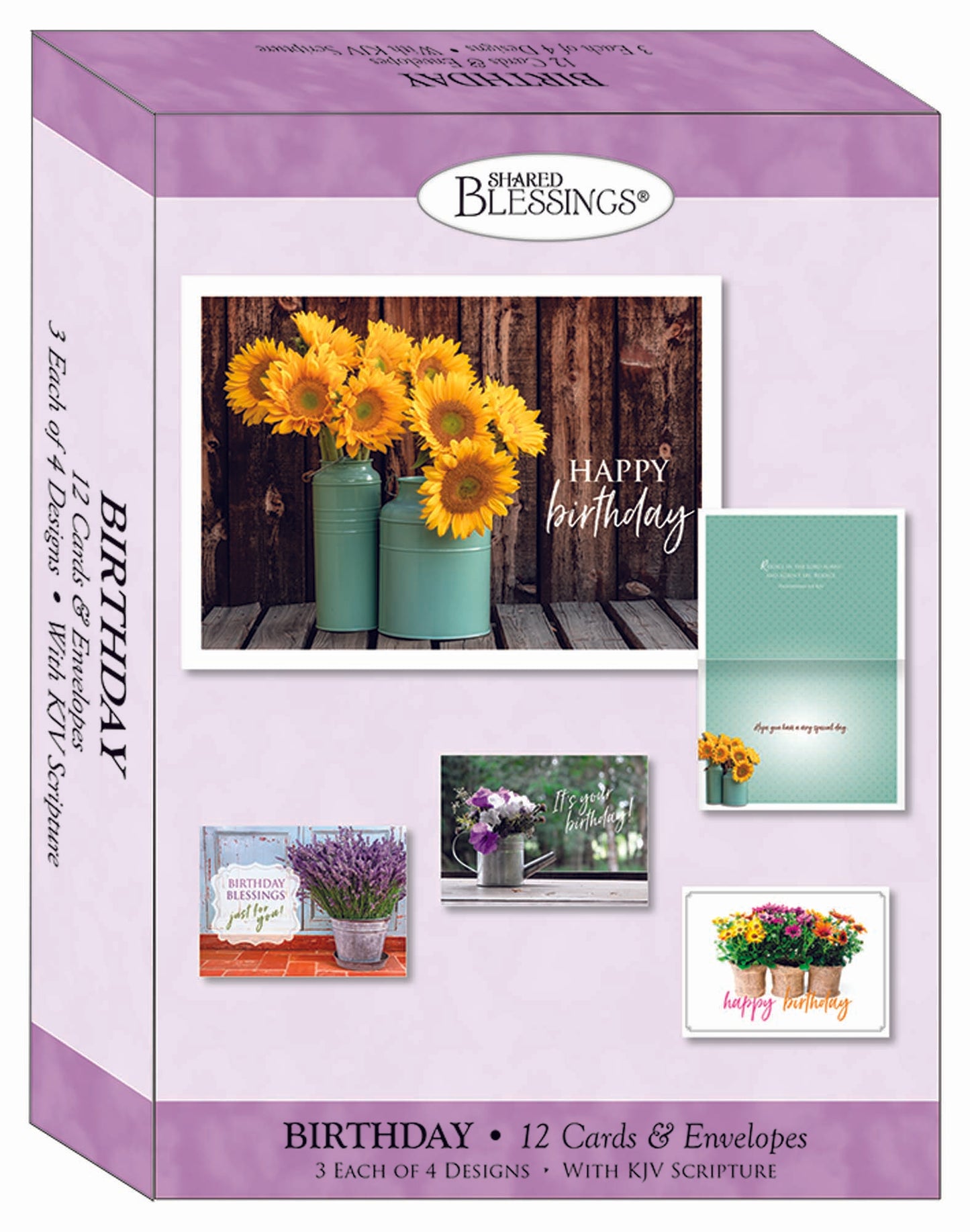 Birthday - Flowers in a Vase - Assorted Birthday Cards, Box of 12