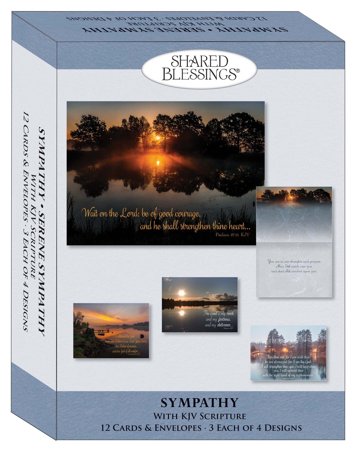 Christian Sympathy Cards by Shared Blessings - Serene Sympathy - 12 Assorted Sympathy Cards