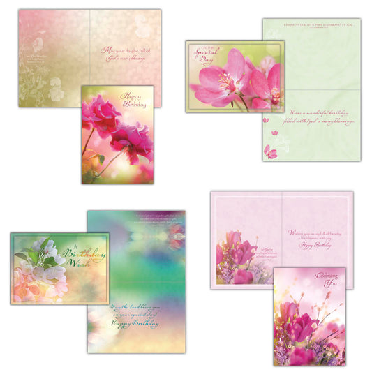 Christian Birthday Cards by Shared Blessings-Birthday Blossoms, 12 Cards and Envelopes