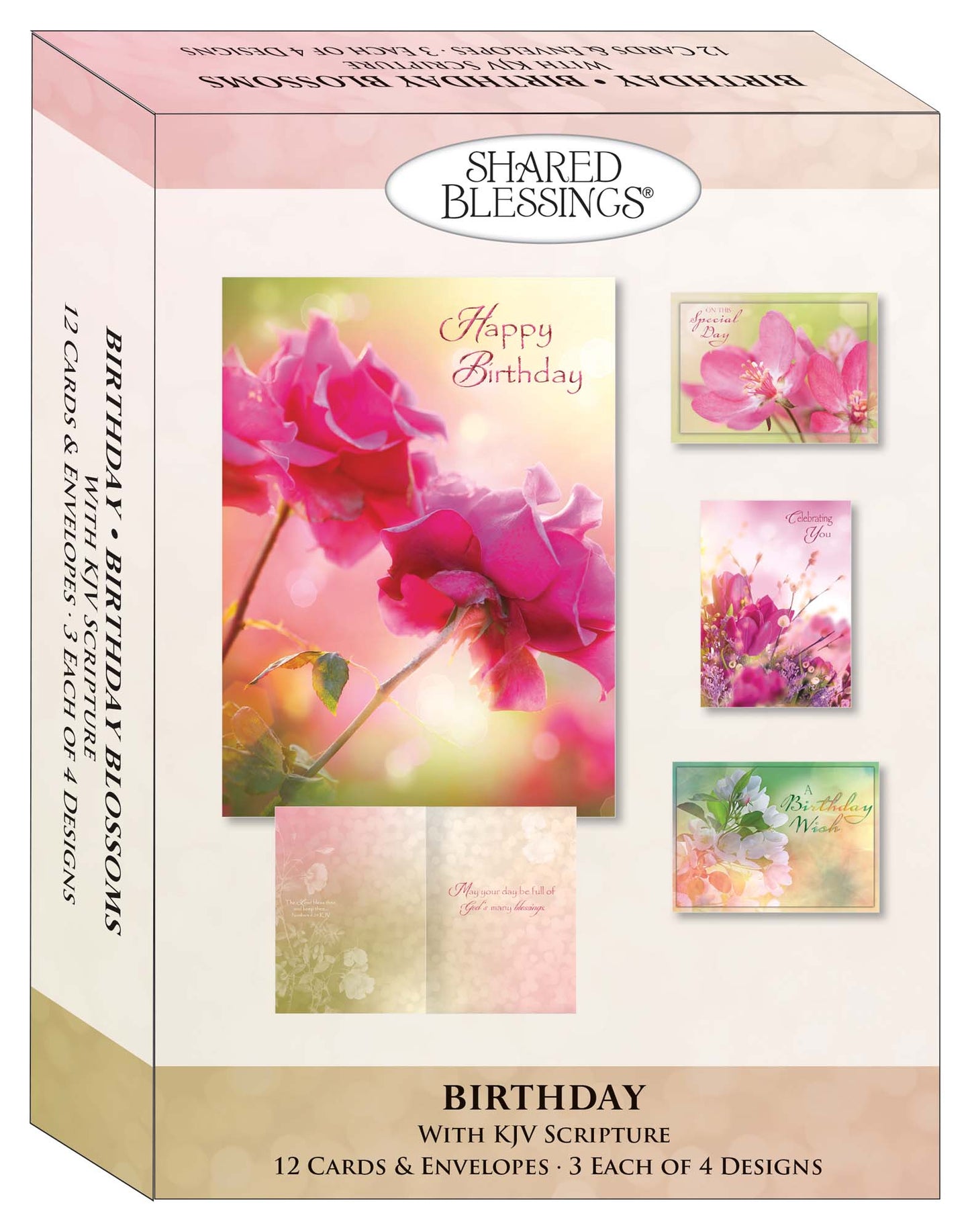 Christian Birthday Cards by Shared Blessings-Birthday Blossoms, 12 Cards and Envelopes