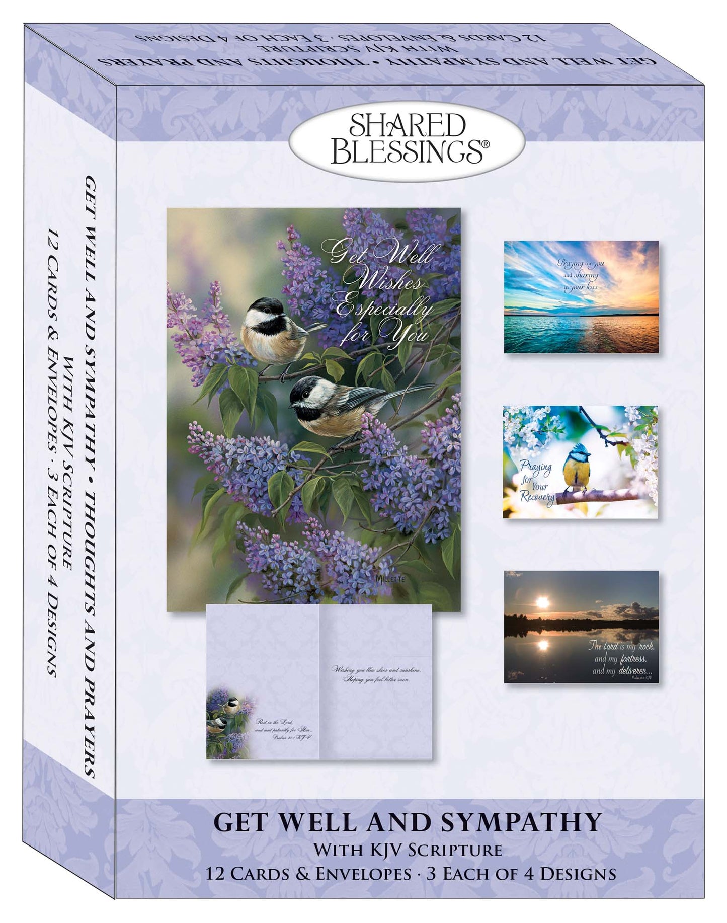 Christian Get Well Cards by Shared Blessings -Thoughts and Prayers - 12 Assorted Get Well Cards