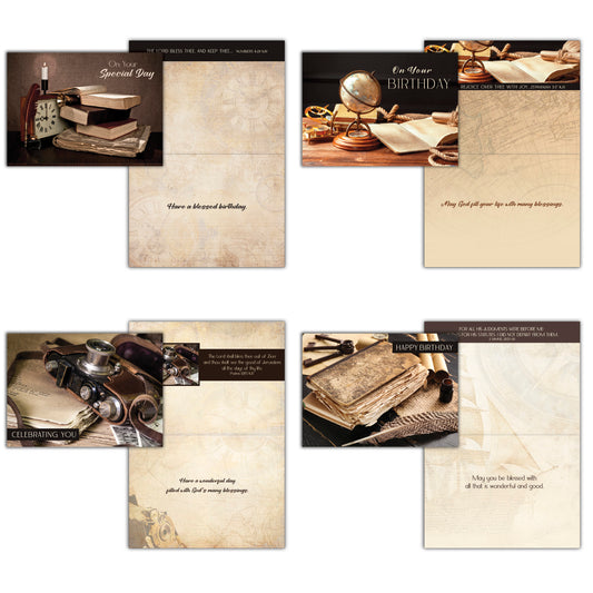 Christian Birthday Cards by Shared Blessings- Vintage Blessings, 12 Cards and Envelopes