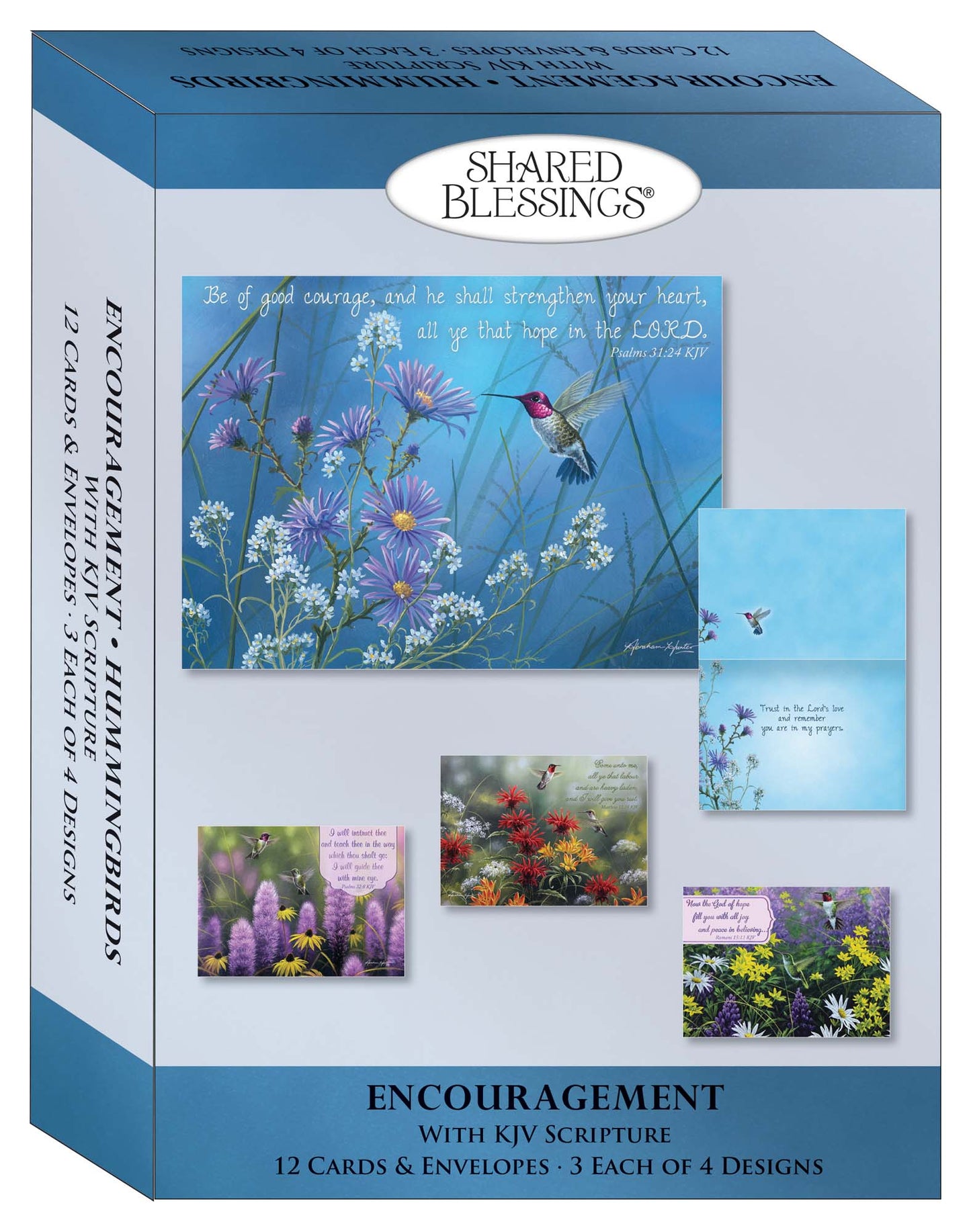 Christian Encouragement Cards by Shared Blessings - Hummingbirds - 12 Assorted Encouragement Cards