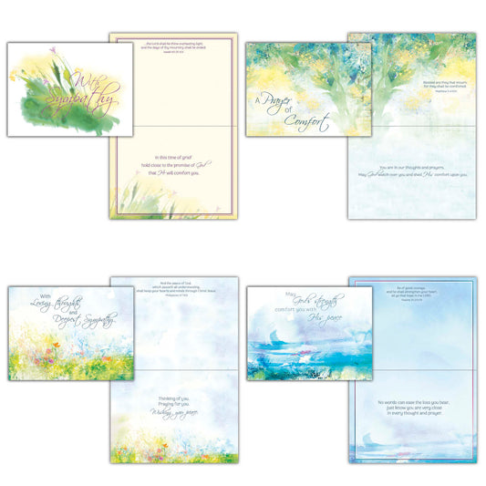 Christian Sympathy Cards by Shared Blessings. Watercolor Seaside | 12 Cards