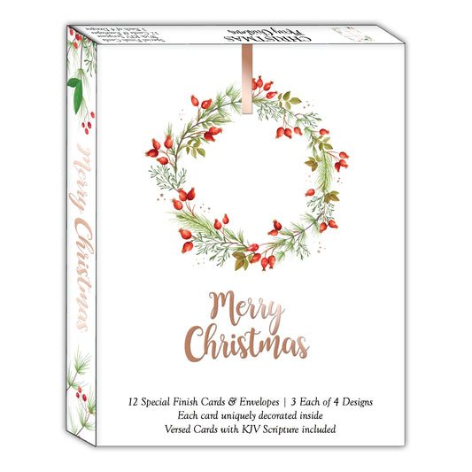 Assorted Boxed Christmas Cards - Merry Christmas - 12 Cards and Envelopes