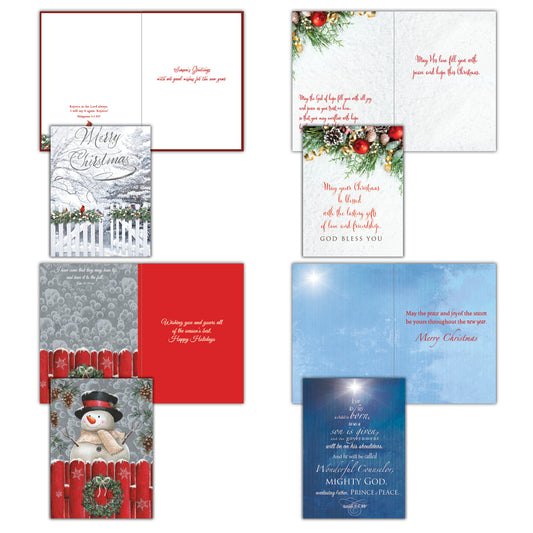 Extra Large Boxed Christmas Card Assortment - Christmas Wonders NIV- 48 Cards and Envelopes