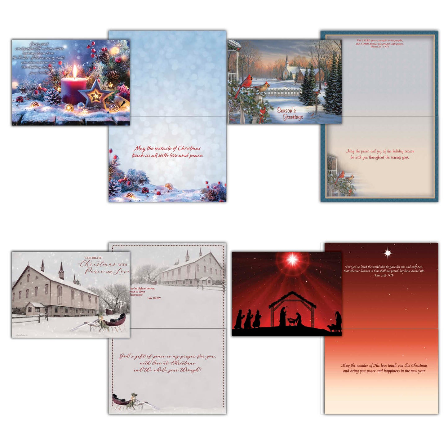 Extra Large Boxed Christmas Card Assortment - 4 Varied Cards