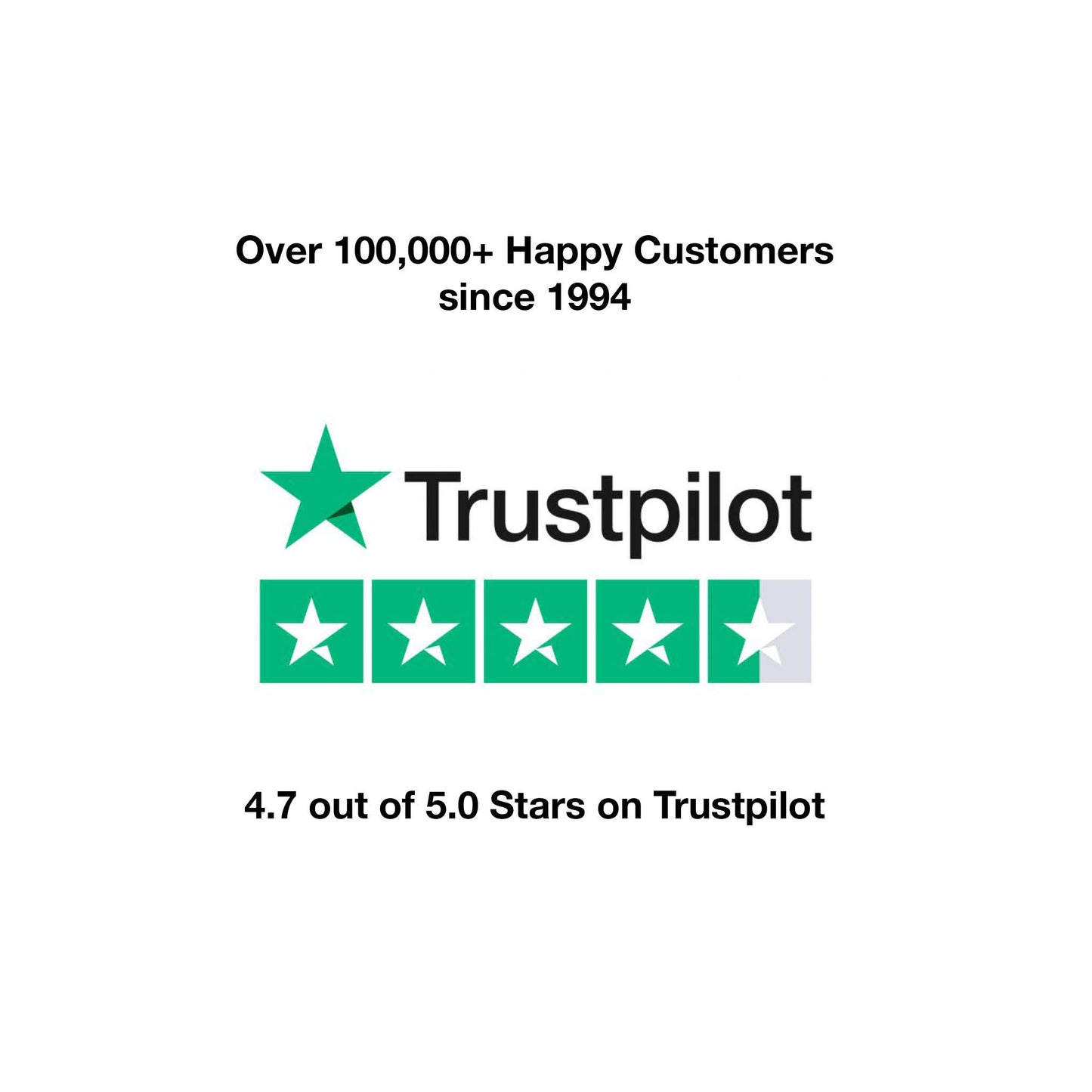 Trustpilot Over 100000+ Happy Customers since 1994