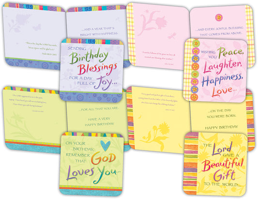 Birthday Blessings - Assorted Birthday Cards with NIV Scripture, Box of 16