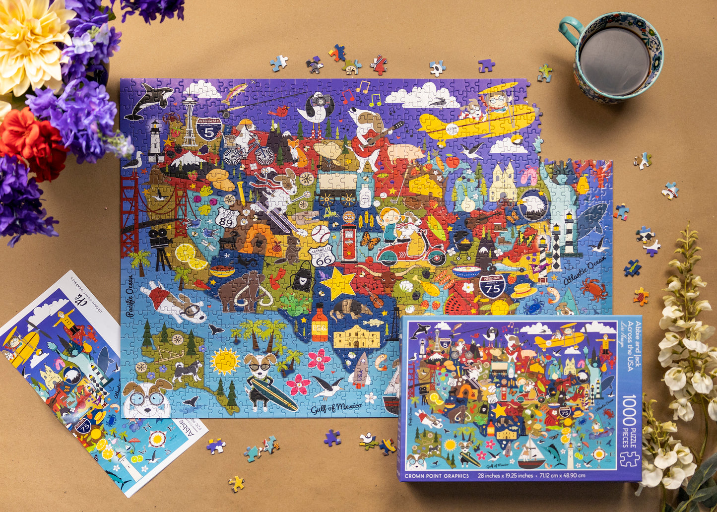 Abbie and Jack Across the USA - 1000 Piece Jigsaw Puzzle - Display
