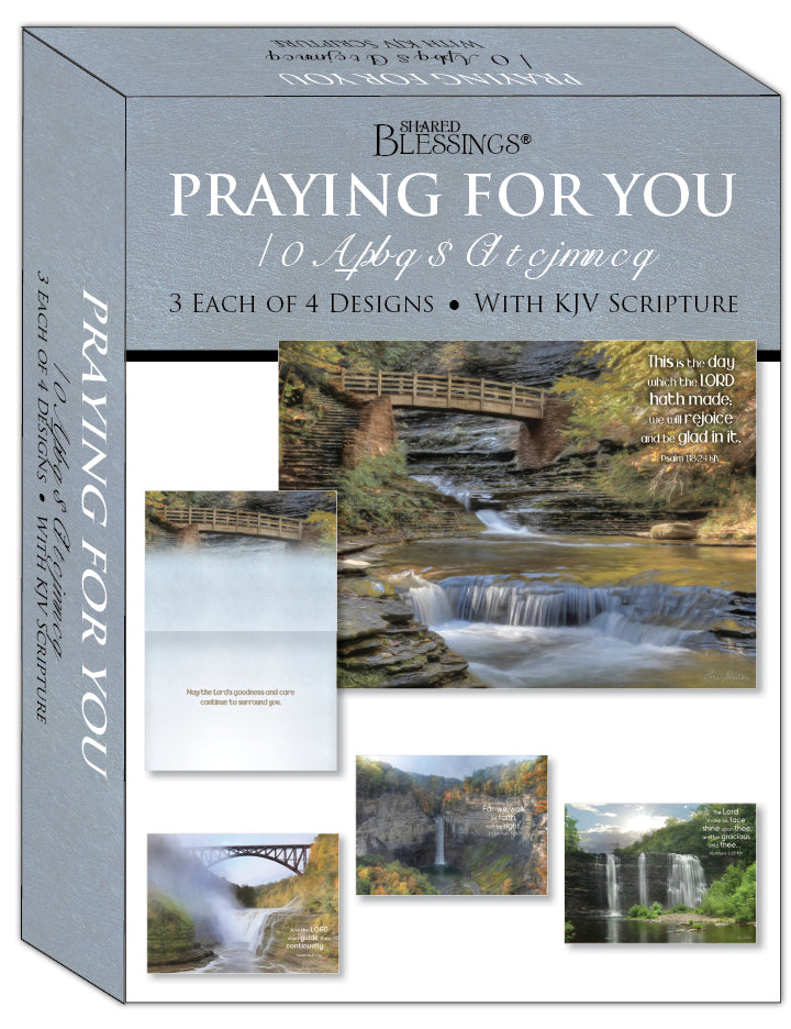 Christian Praying for You Cards by Shared Blessings - Waterfalls, 12 Cards and Envelopes