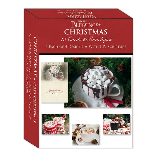 Christian Christmas Cards by Shared Blessings - Cozy Christmas, 12 Religious Cards and Envelopes