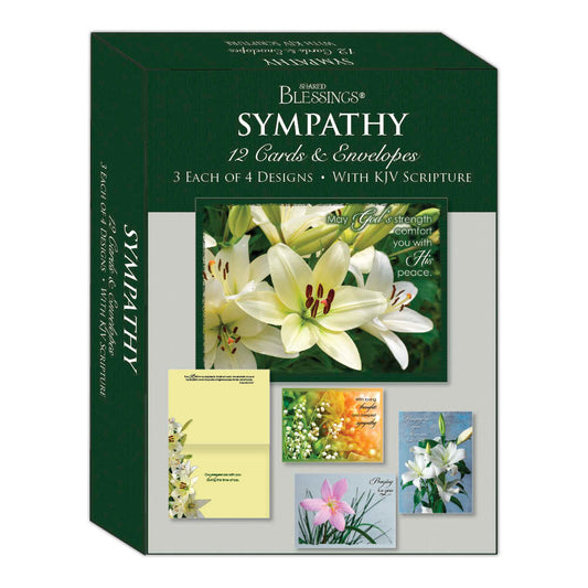 Religious Sympathy Cards by Shared Blessings- Lilies - 12 Cards and Envelopes