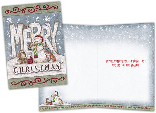 Snowman and Woodland Critters Christmas - Special Finish Boxed Christmas Cards