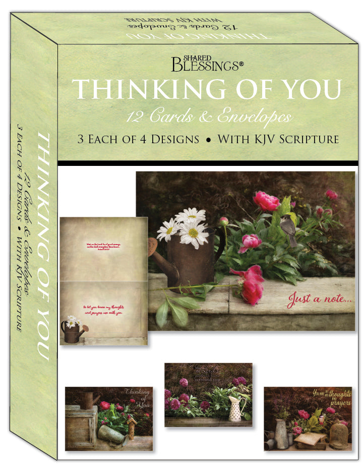 Christian Thinking of You Cards by Shared Blessings- Florally Yours, 12 Cards and Envelopes