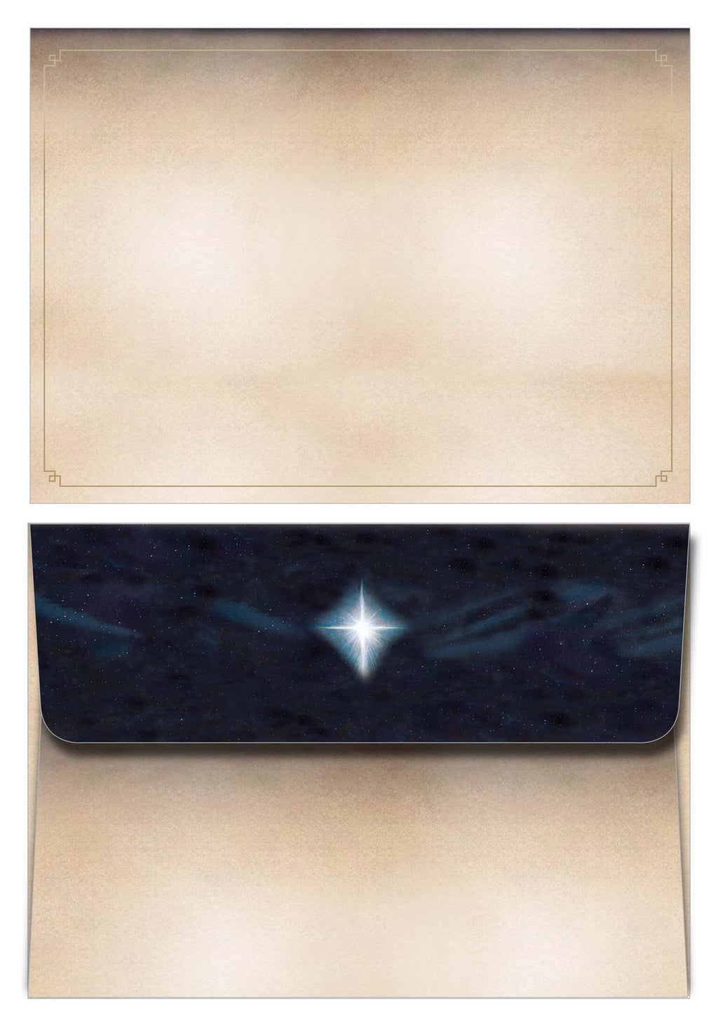 Envelope with a star design on a beige background