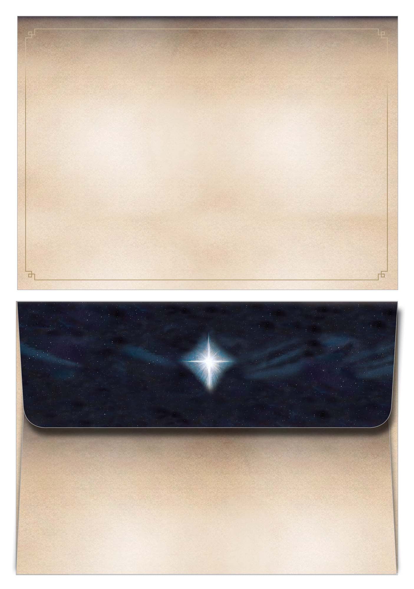 Envelope with a star design on a beige background