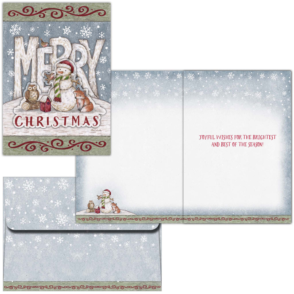Christmas Cards with Snowman and forest animals