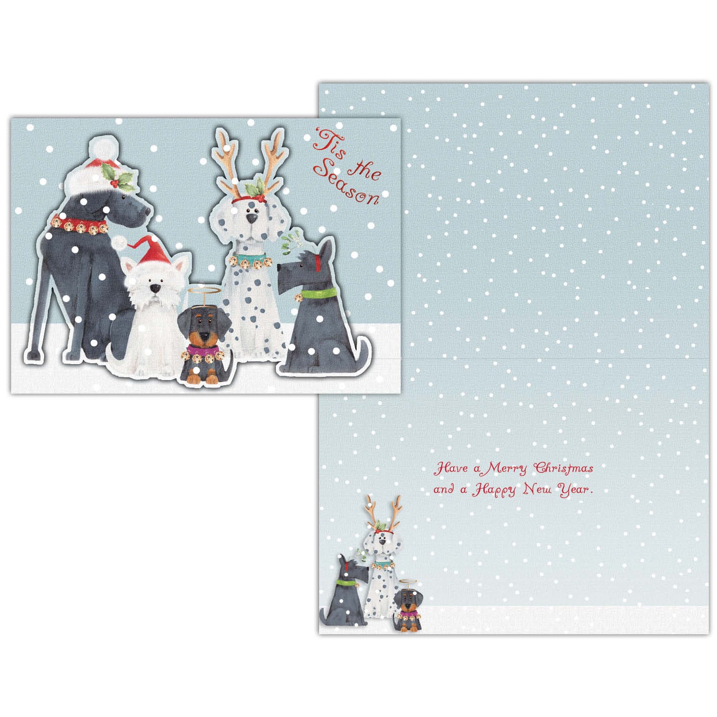 Boxed Christmas Cards- Dogs in Christmas Hats -15 Cards & Envelopes