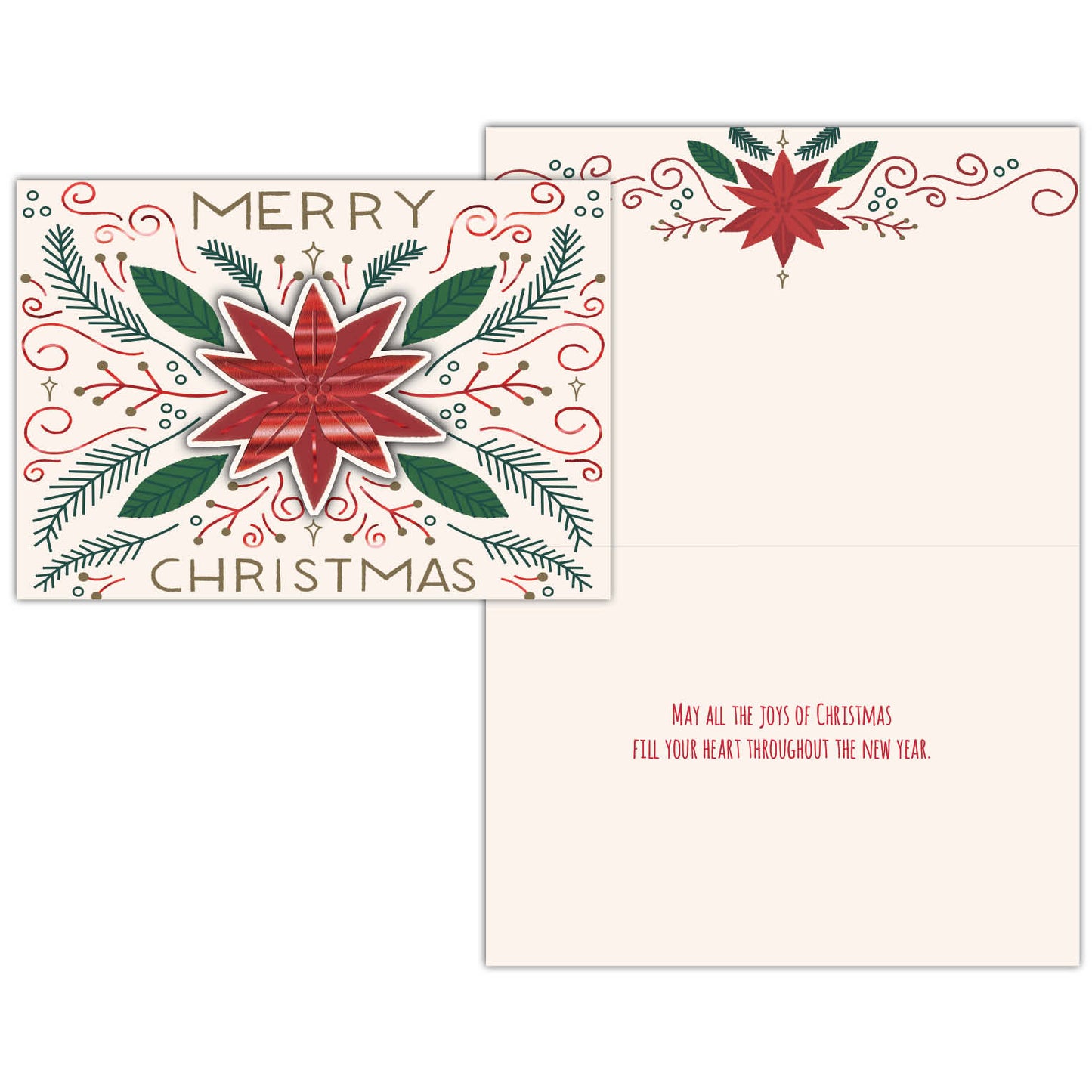 Poinsetta - Boxed Christmas Cards -15 Cards & Envelopes