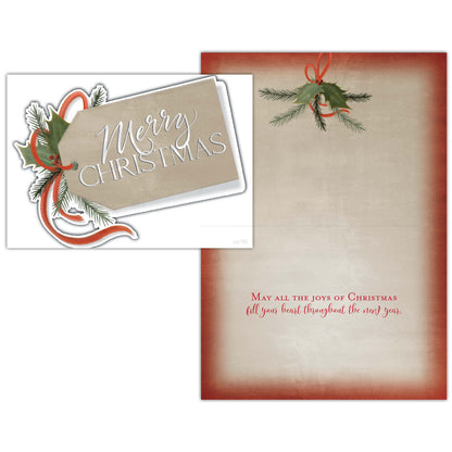Merry Christmas Gift Tag Boxed Christmas Cards -15 Cards & Envelopes