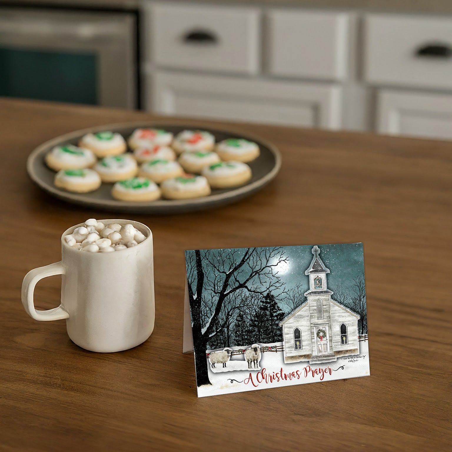 Country Church Scene - Special Finish Boxed Christmas Cards, 15 cards and envelopes