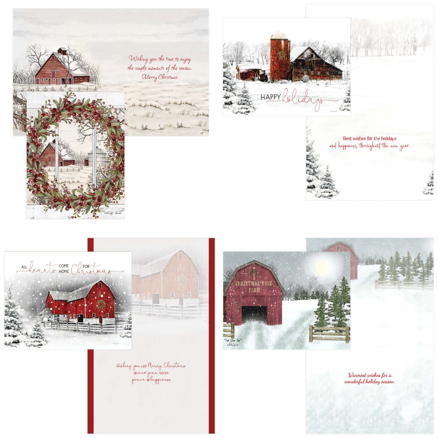 Country Christmas - Boxed Christmas Card Assortment 16 Cards and Envelopes