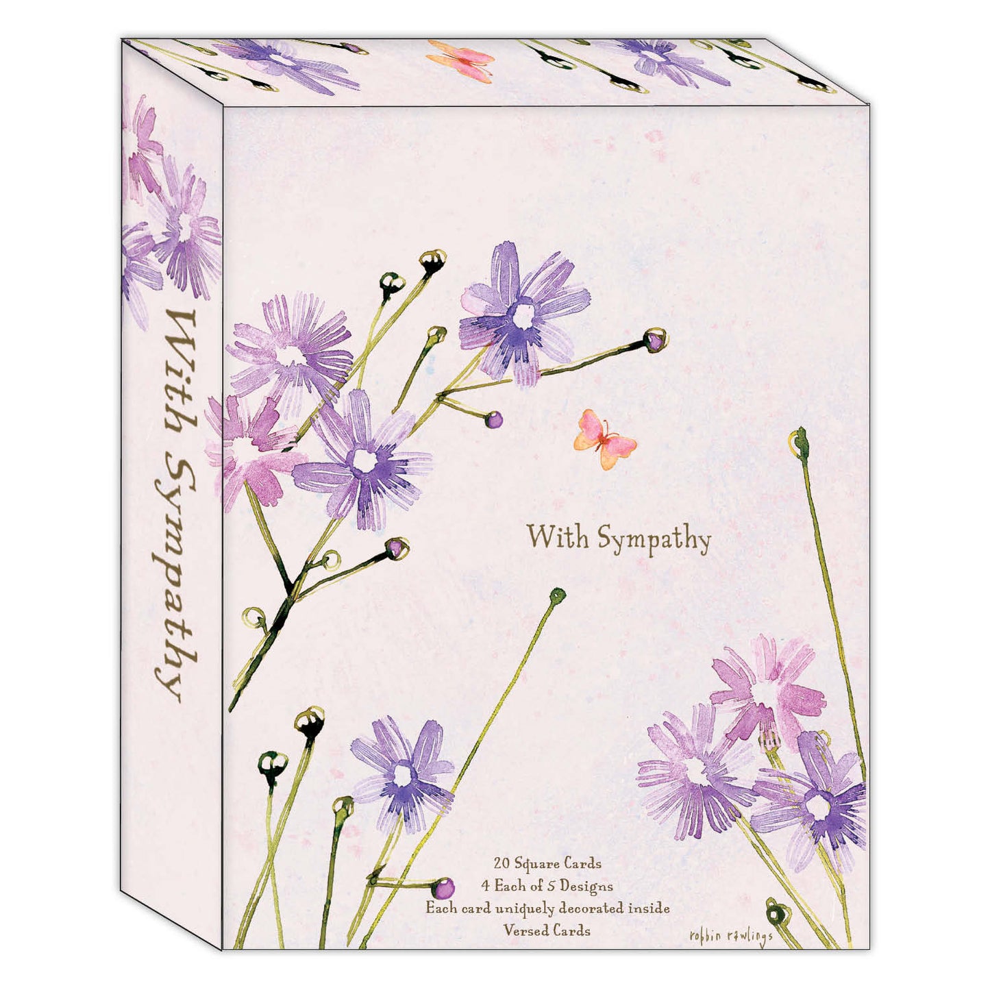 With Sympathy - Boxed Note Card Assortment - 20 Cards & 20 Envelopes