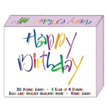 Cheerful Happy Birthday - Assorted Birthday Cards, Box of 20 Cards