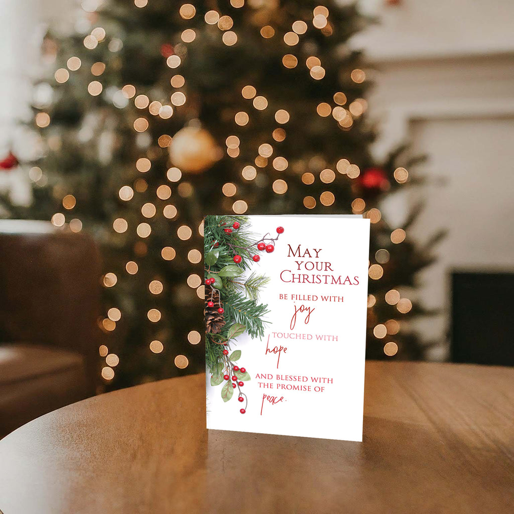Example of a Christmas Card- Christmas Garland on a Christmas setting
