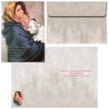 Front of card, envelope and inside of card featuring Madonnina