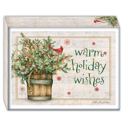 Holly and Ivy Bucket - Box of 16 Christmas Cards