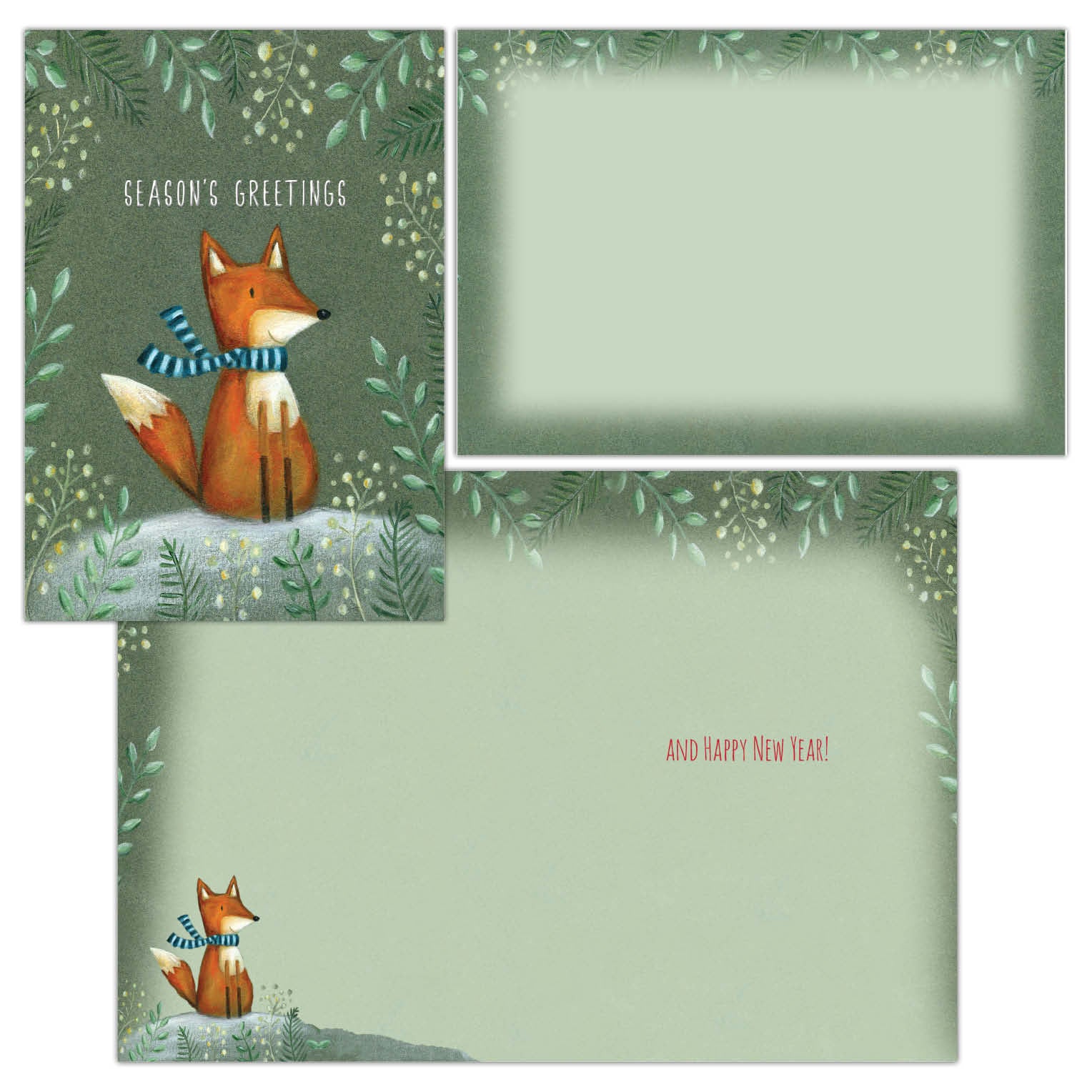 Christmas Card with Fox and scarf