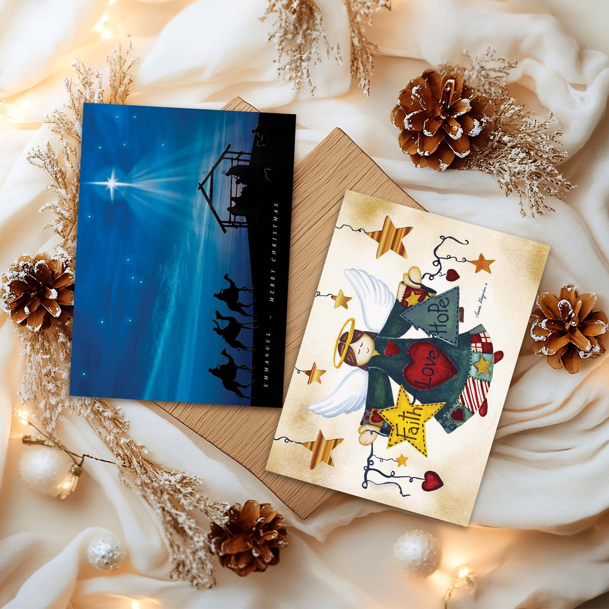 Faith Love Hope Angel - 16 Boxed Christmas cards with coordinating envelopes