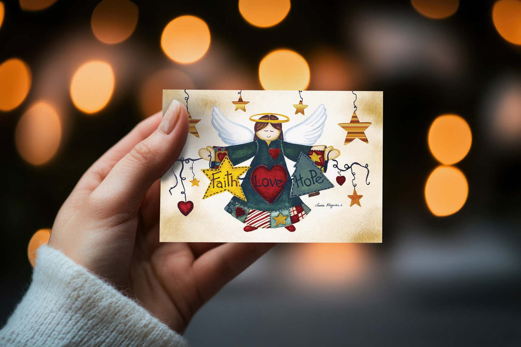 Faith Love Hope Angel - 16 Boxed Christmas cards with coordinating envelopes
